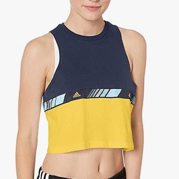 Adidas blue and yellow crop top tank large - Picture 15 of 16